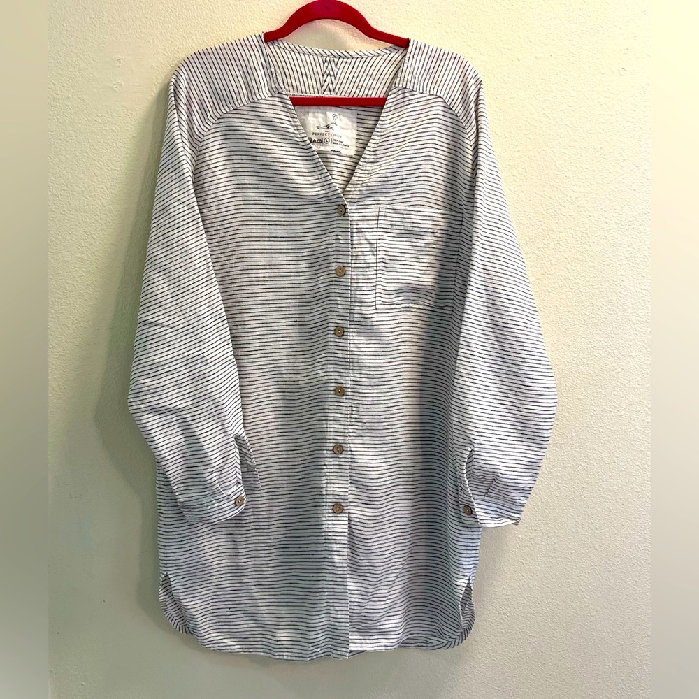 Brand new Not Perfect Linen Livorno top/tunic in white and black stripes
